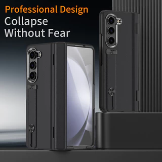 Para Samsung Galaxy Z Fold 6 5 4 Finger Ring Case ELVEV Luxo Clássico De Couro Com Vidro
