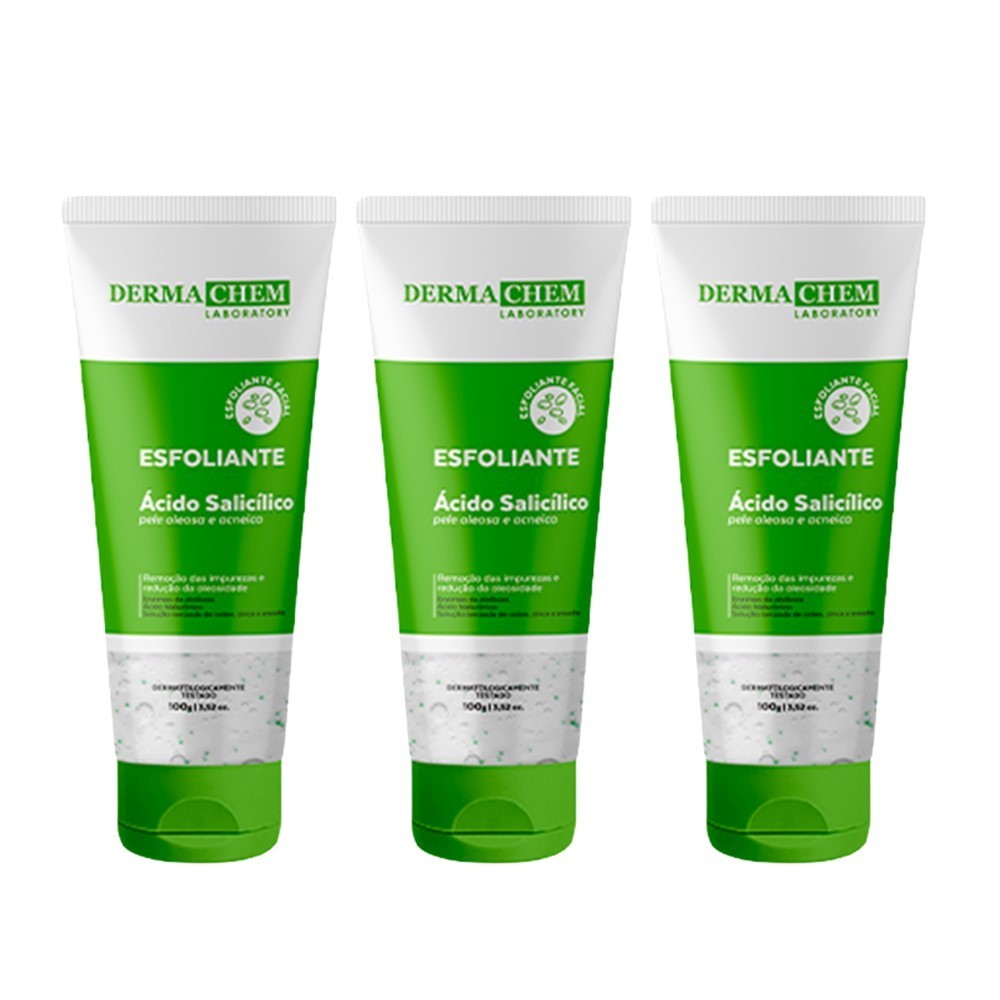 Kit 3 Gel Esfoliante Rosto Skin Care Pele Oleosa Dermachem 100g ...