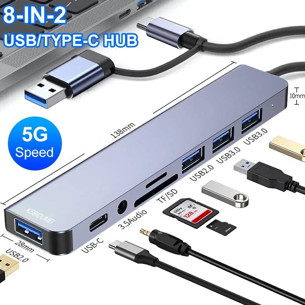 Kebidudumei 5Gbps USB 3.0 HUB C Estação De Ancoragem De Alta Velocidade Transmissão OTG Adaptador Divisor TYPE-Para Macbook Portátil