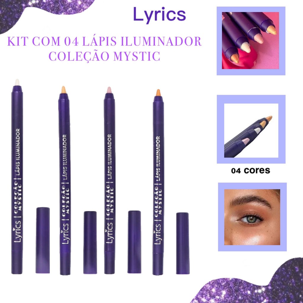 Kit 04 Lápis Iluminador Coleção Mystic Lyrics Resistente Efeito Glow ...