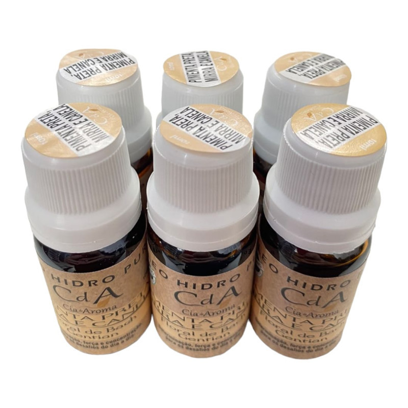 KIT 6 Óleo Hidrossolúvel Pimenta Preta, Mirra e Canela 10ml