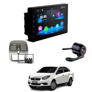 Central Multimídia CarPlay Android Auto 7" + Câmera de Ré + Moldura 2Din Grand Siena 2012 à 2021