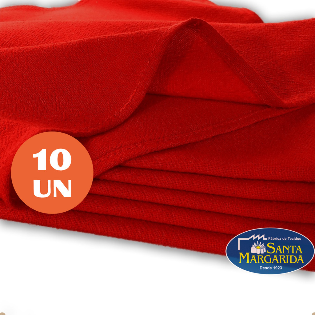 Kit 10 Panos Liso Santa Margarida Pé de Galinha C/ Bainha PP24 Vermelho