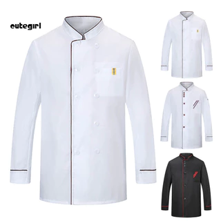 CGM-Stand Collar Manga Longa De Colarinho De Mangas De Bolso De Peito Único Chef Uniforme Feminino Serviço De Homens