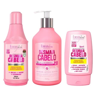 Forever Liss Kit Desmaia Cabelo 2.0 Shampoo 300ml, Máscara Mais Potente 200g, Leave-In 5 Em 1 140g