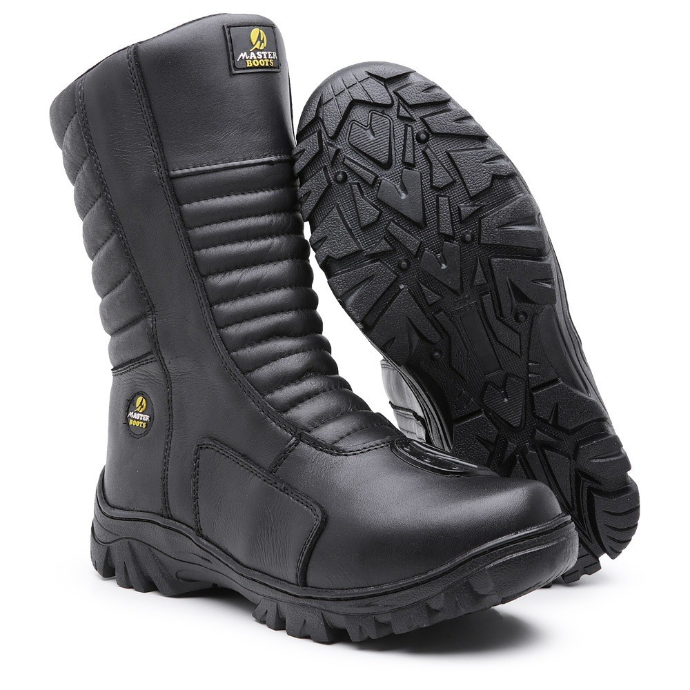 BOTA MASCULINO DE MOTOQUEIRO EM COURO SOLADO DE BORRACHA | Shopee Brasil