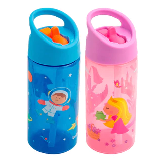 Garrafa Infantil Canudo Retrátil 400ml Astronauta + Garrafa Infantil Canudo Retrátil 400ml Princesa