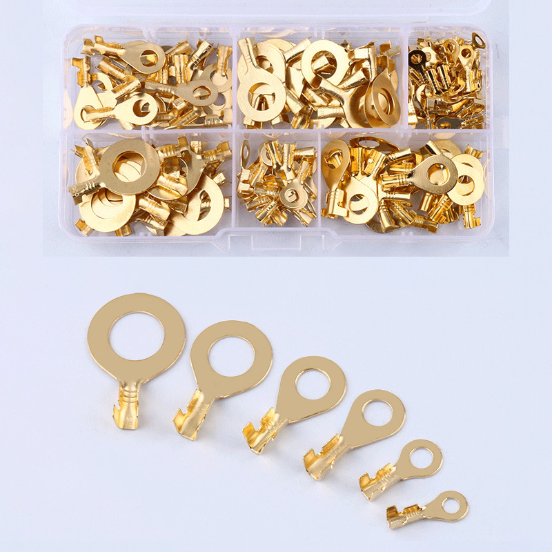 【 ouliluye 】 150/540 PCS M3/M4/M5/M6/M8/M10 Terminais De Cobre Para Olhos De Anel Crimpagem De Cabos Conector De Fio Não Isolado Kit De Sortimento