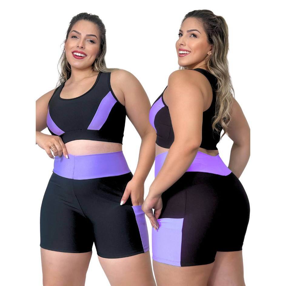 Conjunto Fitness Top + Short com Bolso Roupa de academia feminina ...