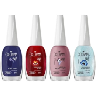 Kit 3 Esmalte Divertida Mente Colorama + 1 Efeito Top Coat