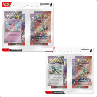 Pokemon 2x Blisters Quadruplos EV5 Forças Temporais Cleffa e Cyclizar TCG Copag - 33974
