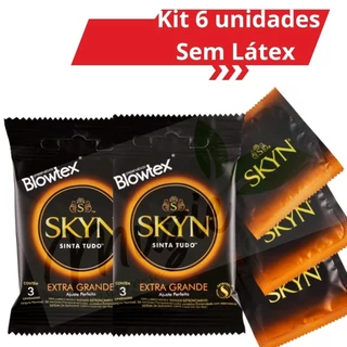 6 Preservativo Camisinha Extra Grande Blowtex Skyn Sem Látex Sinta Tudo (2x3)