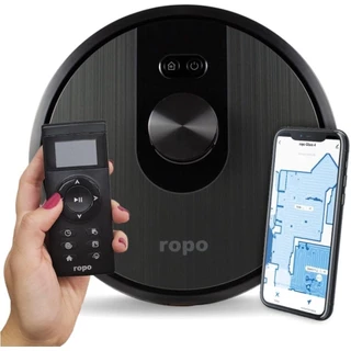 Ropo Glass 4 - Aspirador de Pó Robô, Automático 3 em 1 Varre, Aspira, Passa Pano, Bateria Recarregável, Bivolt, Preto