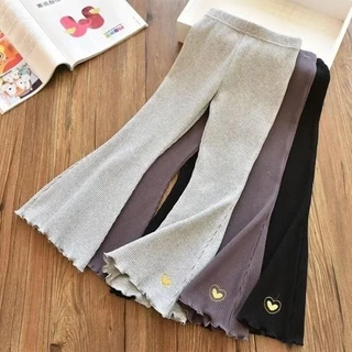 Kids Girls Flare Legging 2023 Nova Chegada Crianças Calças Elásticas Casuais Bordado Coração Slim Fit Leggins Baby Girl De Verão