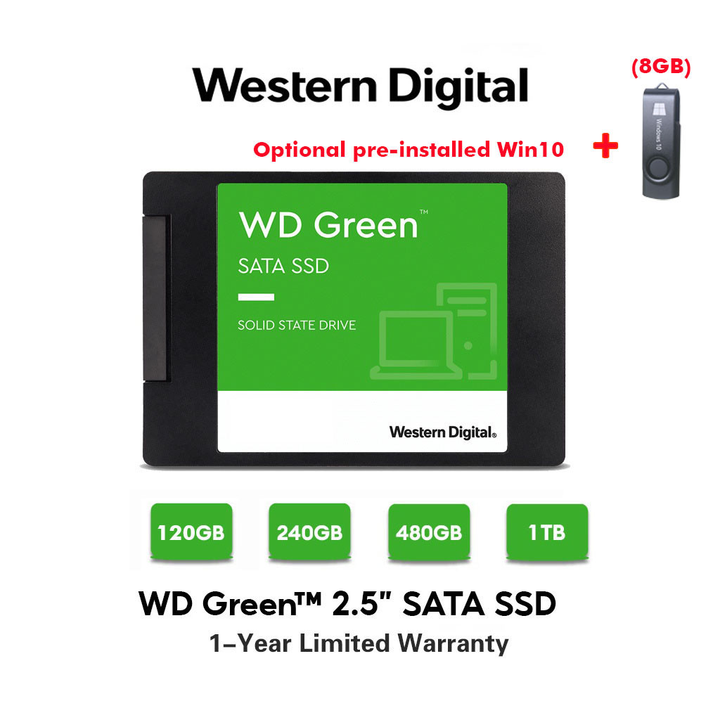 Western Data SSD 120GB 240GB 480GB 1TB SATA3 2.5inch WD Unidade de Estado Sólido Verde Adequada para Laptop PCIe NVMe M.2 SSD 1TB Unidade Interna de Estado Sólido 1TB Desktop Laptop Hard