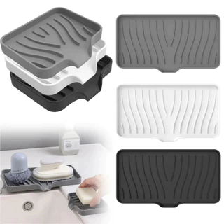 1-Pack Caixa De Sabão De Drenagem De Silicone Cozinha Bandeja De Banho Antiderrapante Lavar Roupa Criativa Mesa Sem P