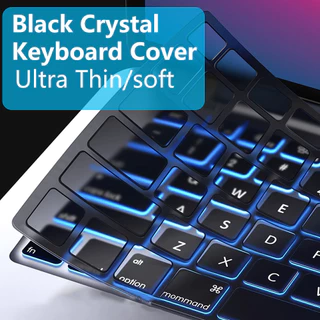 Capa De Teclado Ultra Fina E Macia Para 2023 2024 Macbook air 13 M1 M2 M3 Pro 14 16 Polegadas Black Crystal Film 15 A3113 A3114 A2992 A2918 A2991 A2337 A2338 Acessórios laptop