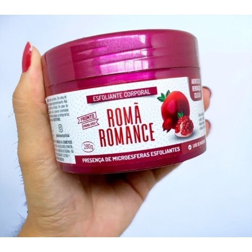 ESFOLIANTE CORPORAL ROMÃ ROMANCE PHÁLLEBEAUTY COSMÉTICOS ESFOLIA, LIMPA E HIDRATA