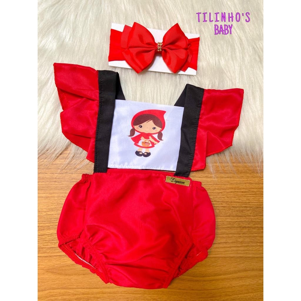 romper bebe menina fantasia temático mesversario chapeuzinho vermelho