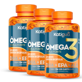 Kit 3 Ômega 3 1000mg 120 cápsulas Tripla Fonte Katiguá 100% Puro Premium em Oferta na Shopee