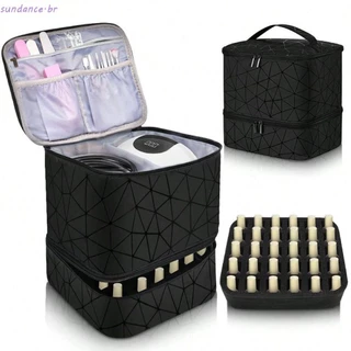Estojo De Transporte Para Kit De Unhas SUNDANCE , Organizador De Esmalte De Camada Dupla Xadrez Losango , Grande Capacid