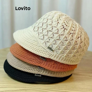 Lovito Chapéu casual com remendos lisos para mulheres LFA28358