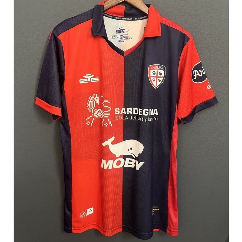 23-24 Cagliari Camisa De Futebol Masculino S-XXL De Manga Curta Jersey Quick Dry Sports AAA
