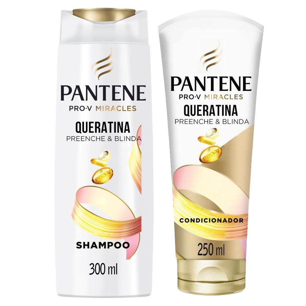 Kit Shampoo Pantene Queratina 300ml + Condicionador Queratina 250ml
