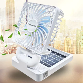 Ventilador de Mesa Dobrável com Painel Solar Portátil 3 Velocidades com Fita Dupla Face para Fixação