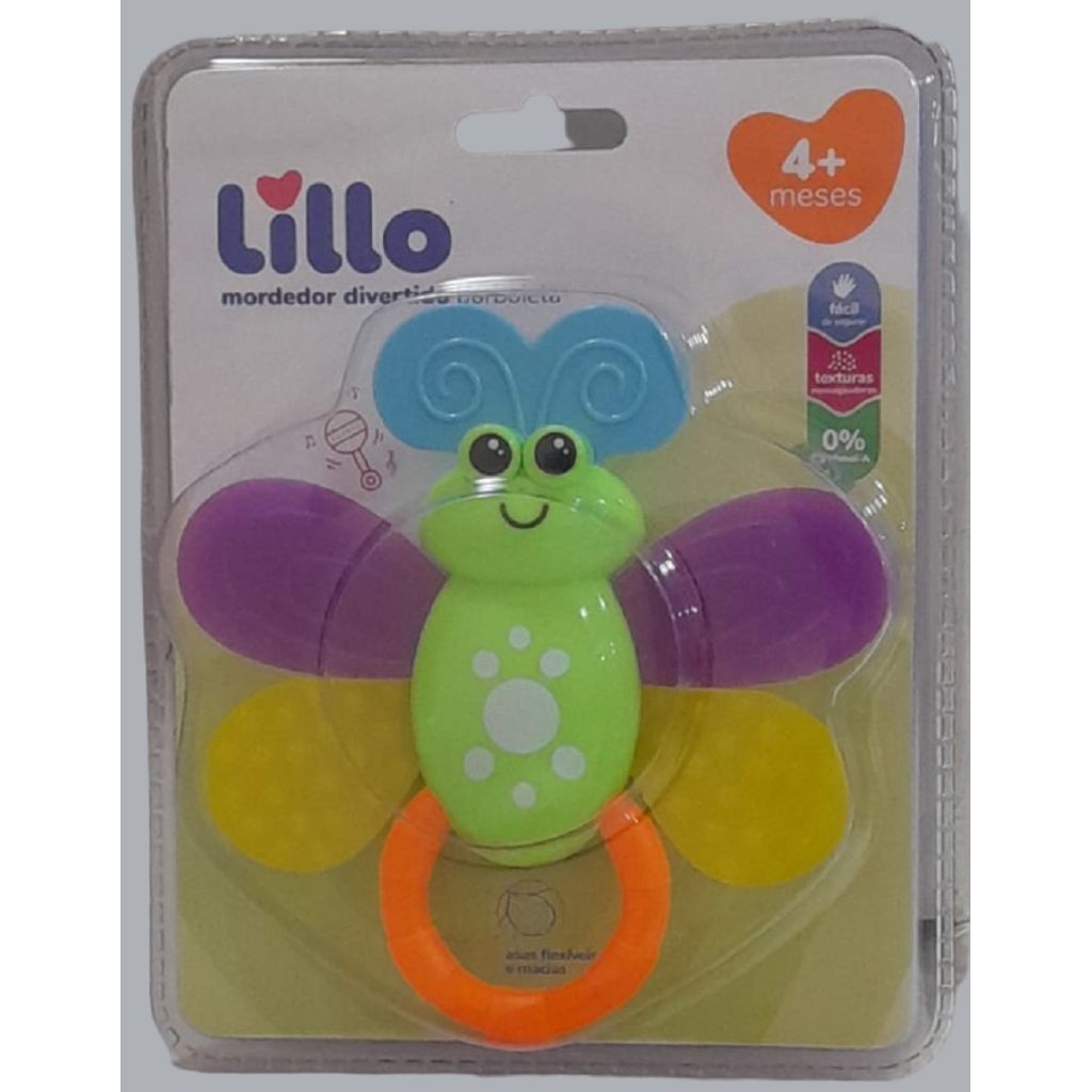 Mordedor Divertido com Chocalho - Borboleta Verde - LILLO DO BRASIL INDU