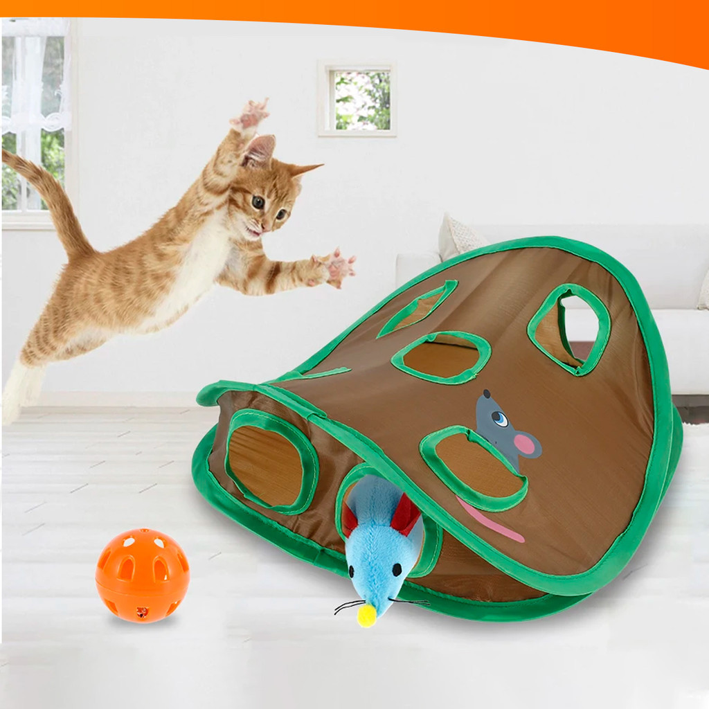 Brinquedo Pet Toca De Caça Interativa Com Ratinho E Bolinha Para Gatos