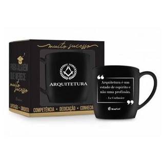 Caneca Porcelana Profissões Arquitetura 360ml Preto Brasfoot