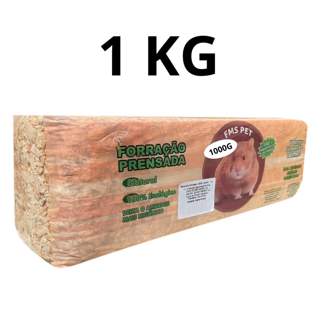 Serragem Pinus Prensada Composteira Minhocário Hamster Ratos Roedores 1 Kg Pó de Serra Serragem Prensada 1 kg:1 Unidade