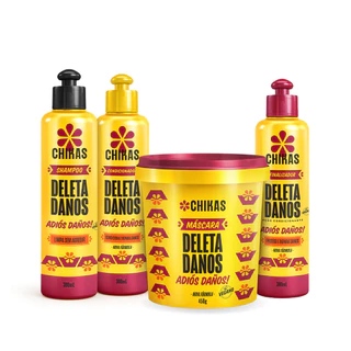 Kit Shampoo, Condicionador 300mL, Máscara 450g e Finalizador 300mL Deleta Danos Chikas