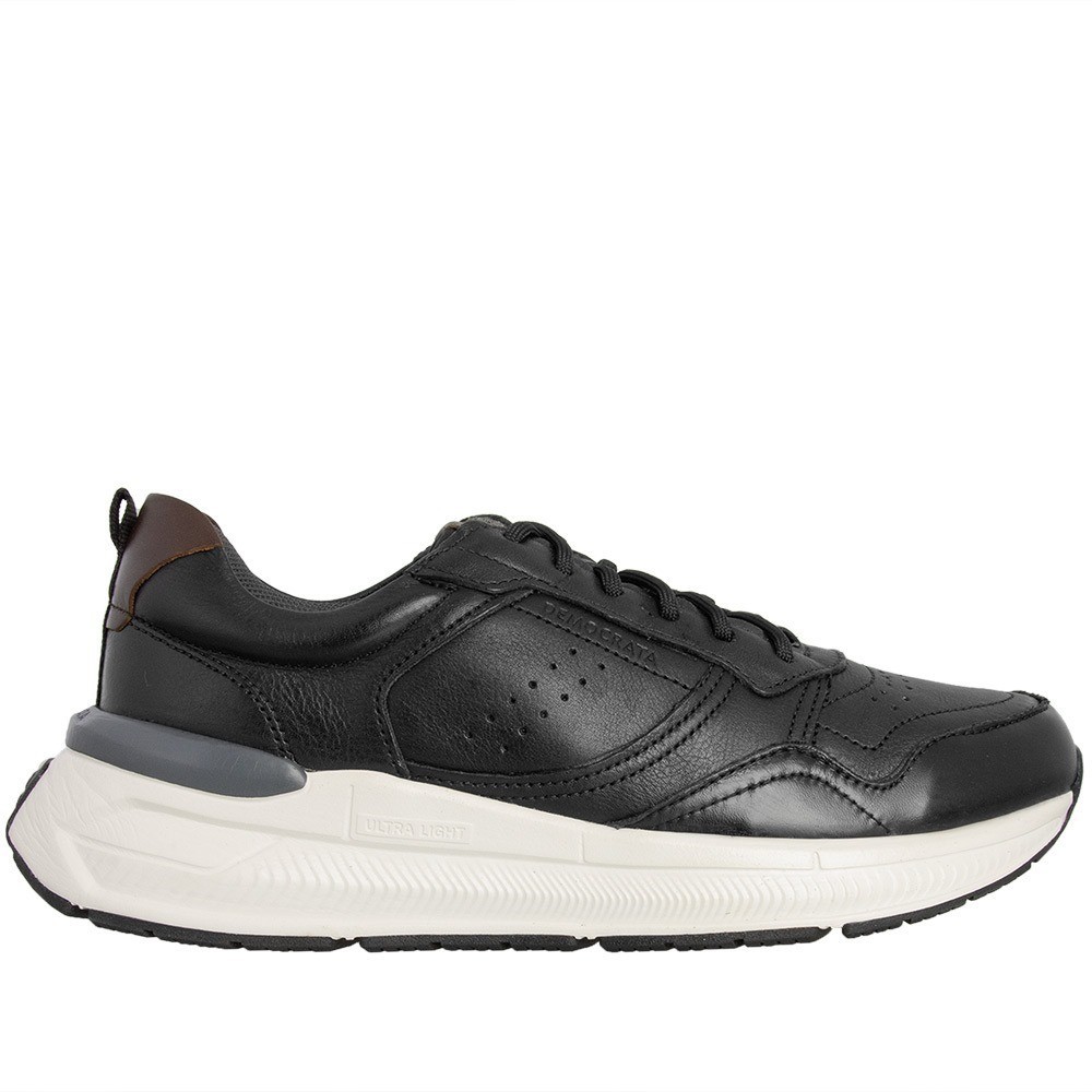 Tênis Democrata Brad Ultra Light Jogging Masculino Couro Preto | Shopee ...