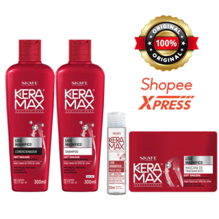Kit Keramax Liso Magnífico - Shampoo 300ml | Condicionador 300ml | Máscara de Tratamento 350g | Ampola Mega Dose 30ml