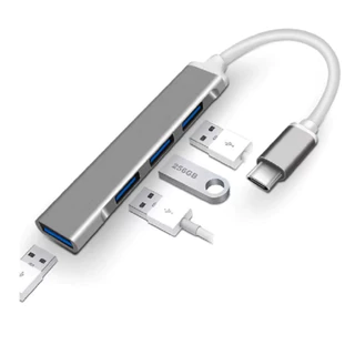 Cabo USB e Tipo C De Alumínio De Liga Alta Velocidade 3.0 4 Portas Adaptador Multi-Função Para Computador e celular