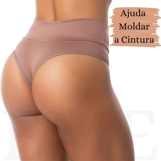 PROMOBLACK 10 Calcinhas Cós Alto Segura Barriga Fio Dental Forro Algodão Cós Andressa