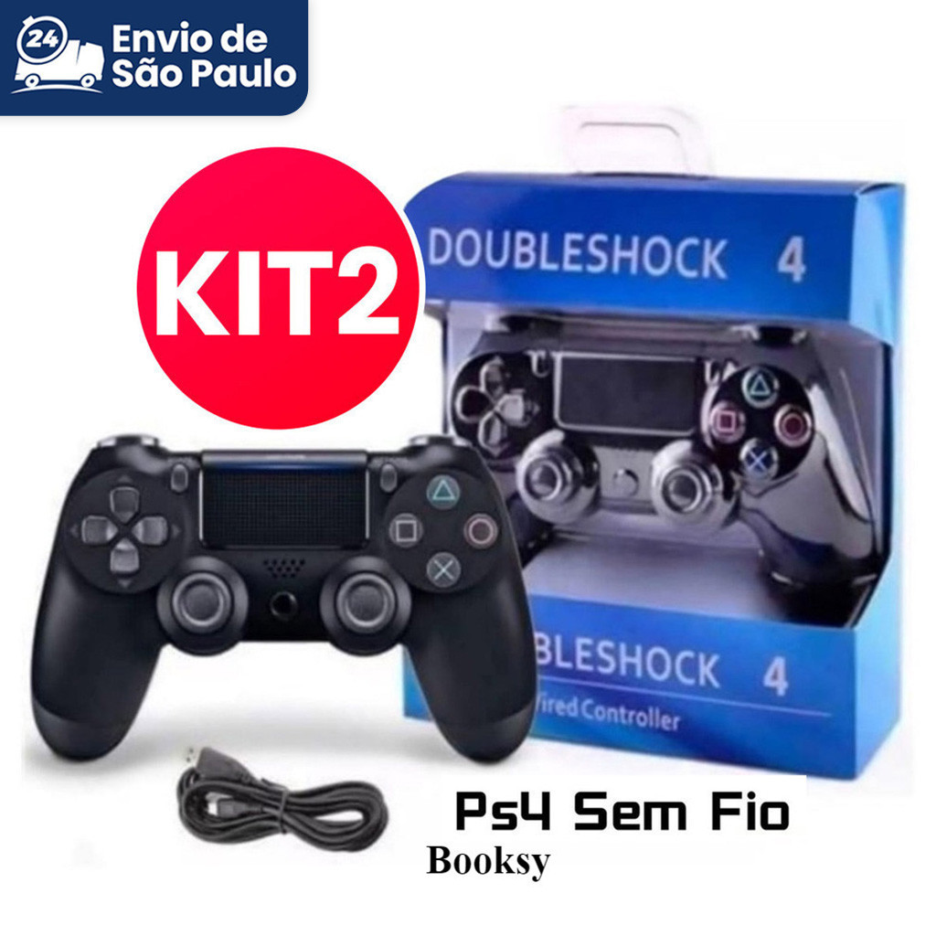 Kit 2 Controle Sem fio Ps4 Joystick Wireless Playstation Dualshock 4