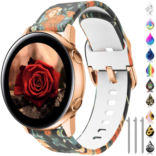 Adequado para pulseira de Silicone impressa Galaxy Active2 watch4 GT 20/22mm