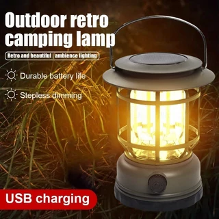 Luz Solar Para Acampamento , Bateria Recarregável , Retrô Barraca , Atmosfera Externa