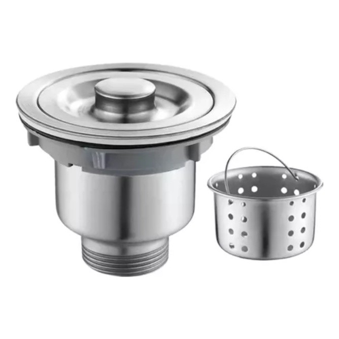 Válvula Pia Cozinha 4 1/2 Inox 304 Com Cesto Removível Ralo