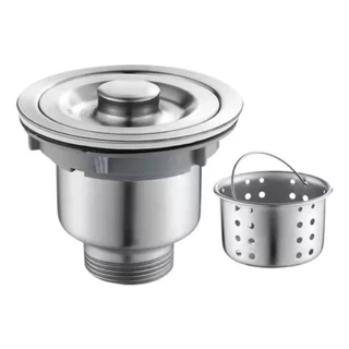 Válvula Pia Cozinha 4 1/2 Inox 304 Com Cesto Removível Ralo