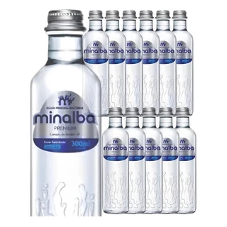 Kit c/ 12und Água Mineral S/ Gás PREMIUM MINALBA Vidro 300ml