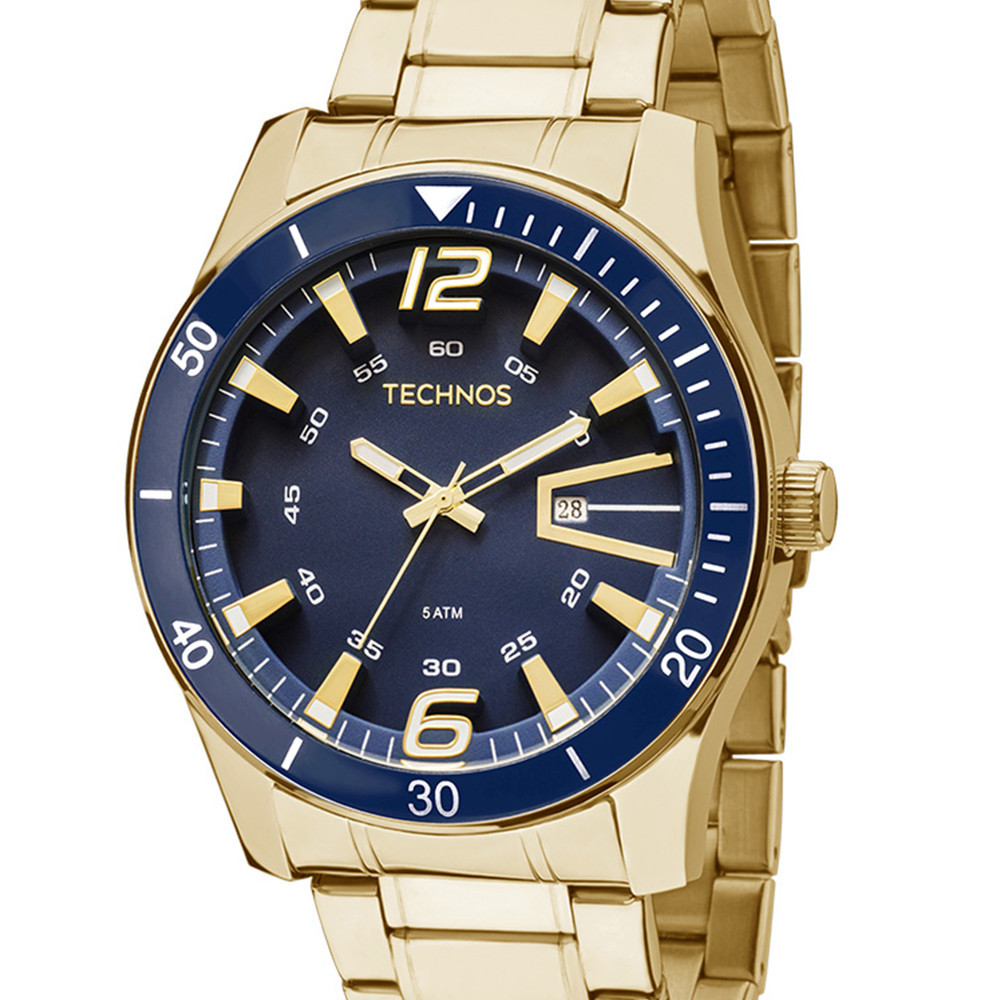 Relógio Technos Masculino Riviera Dourado - 6P79BZ1P em Promoção