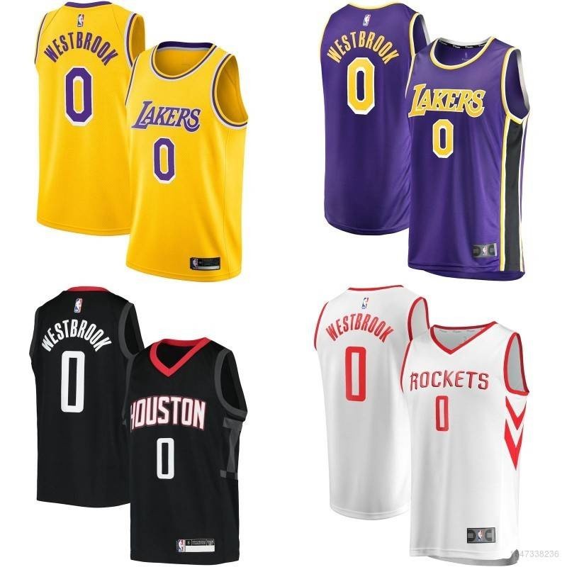 Nova Camisa N-BA Los Angeles Lakers Houston Rockets No . 0 Westbrook ...