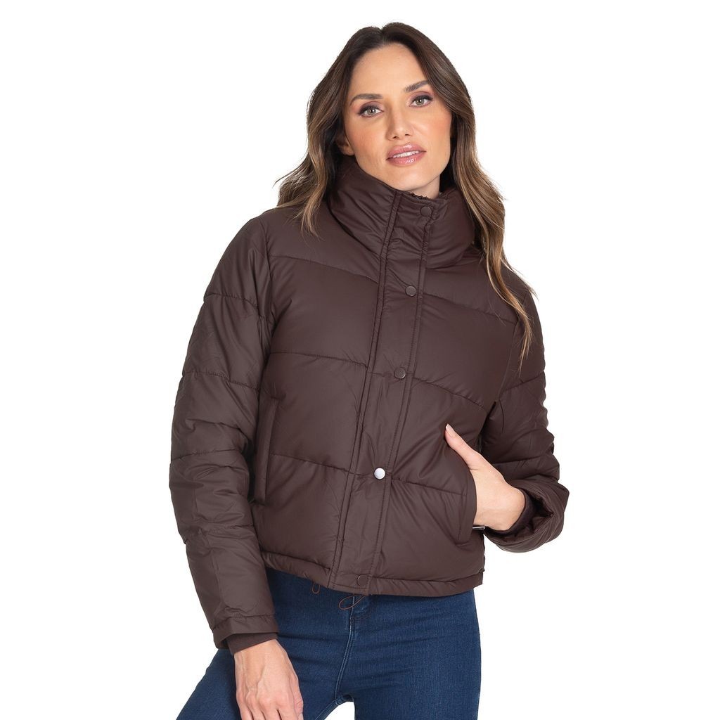 Jaqueta Puffer Feminina Select Marrom | Shopee Brasil