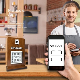 Placa QR Code Para Cardapio Madeira, Display Menu Digital | Shopee Brasil
