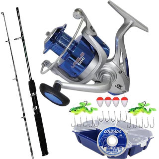 Kit de Pesca Molinete 5000 Vara Taue 1,80mt Estojo Completo