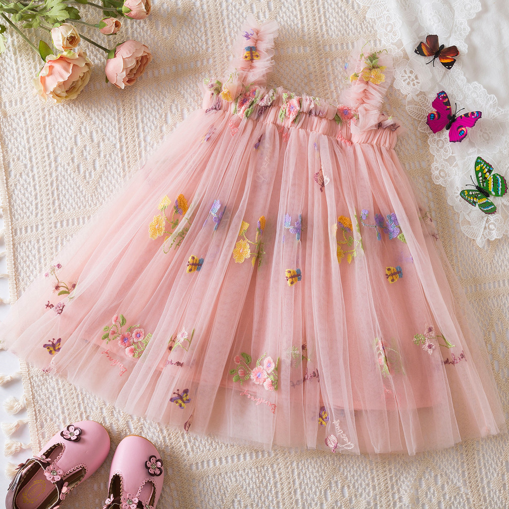 princess polly baby blue dress WFRVBaby Girl Summer 1st Birthday Party Dress Light Gauze Printed Comfortable Chiffon Dress Beach Vacation Banquet Dress